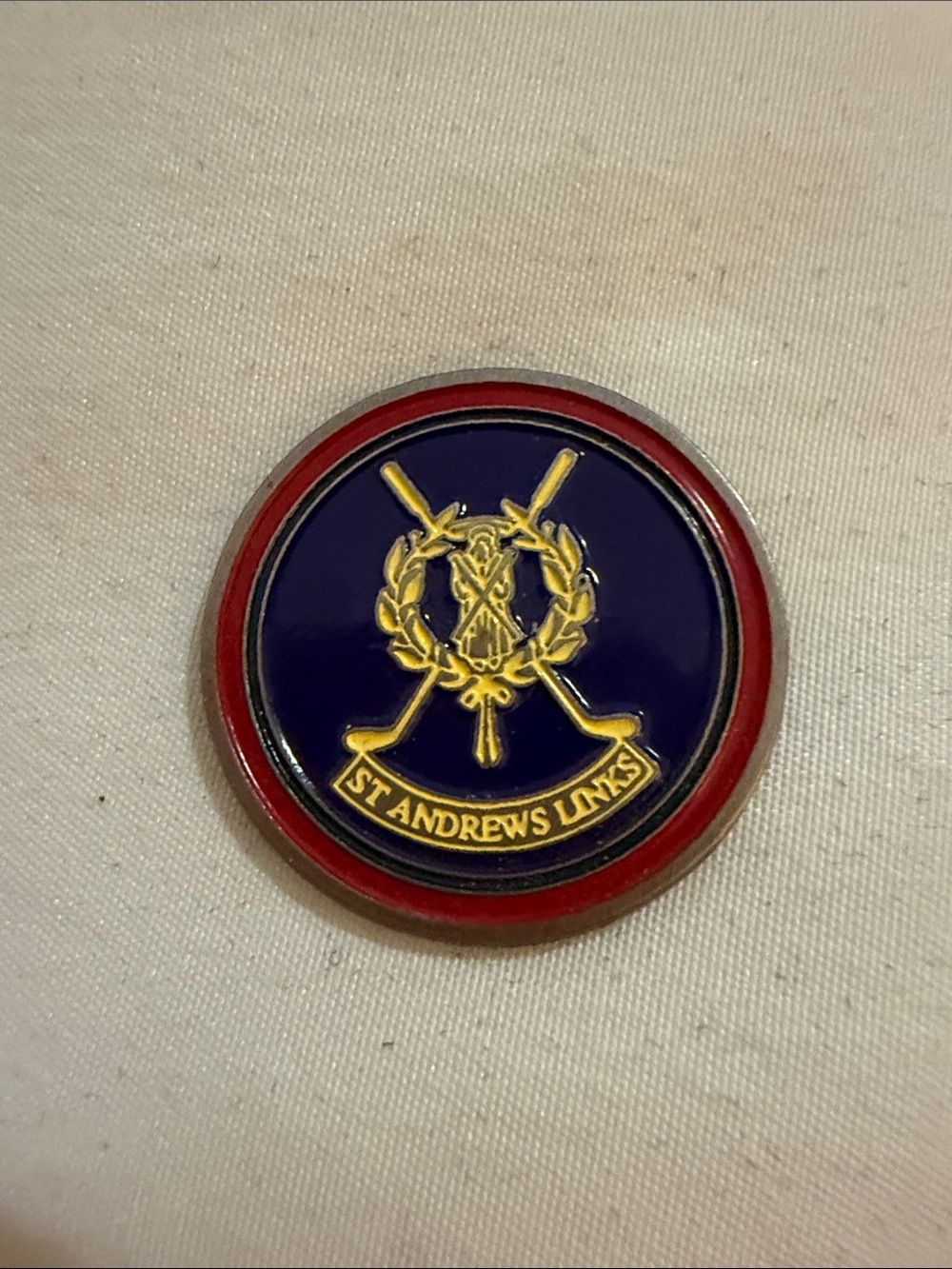 St Andrews Enamel Golf Marker - Navy and Red